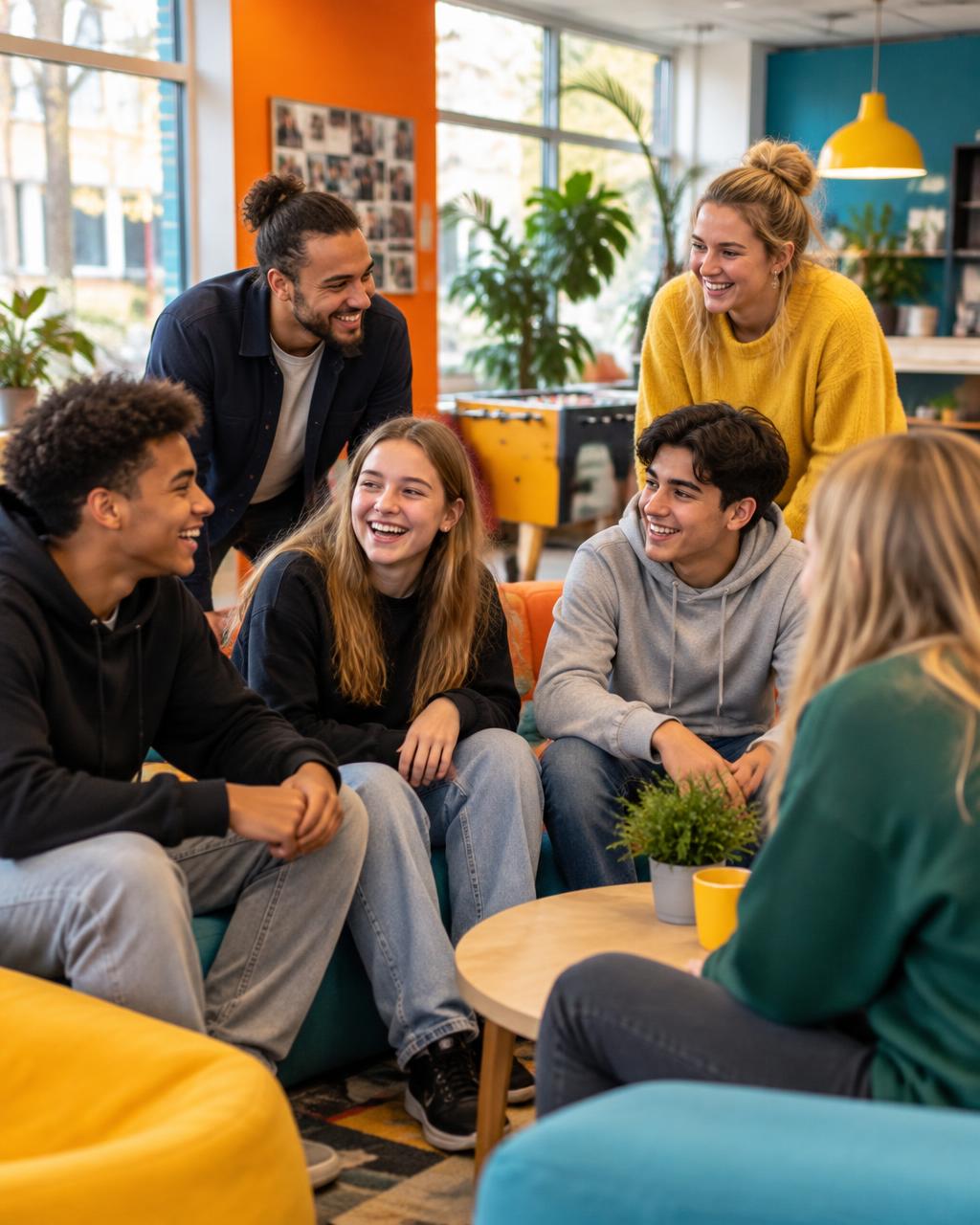 Jongeren en begeleiders van NEXT ST3P in gesprek